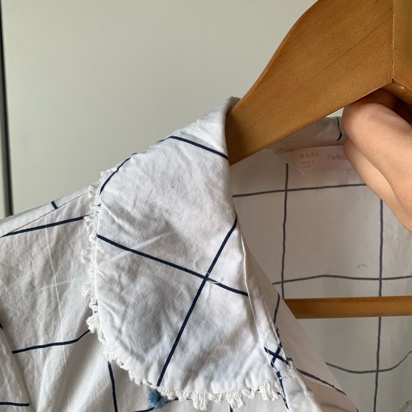 Zara XS Blouse Embroidered Flower TOP Peter Pan VINTAGE Style - Picture 6 of 6